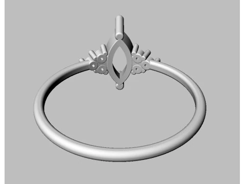 Marquise Gemstone Classic Ring 3D Print Model