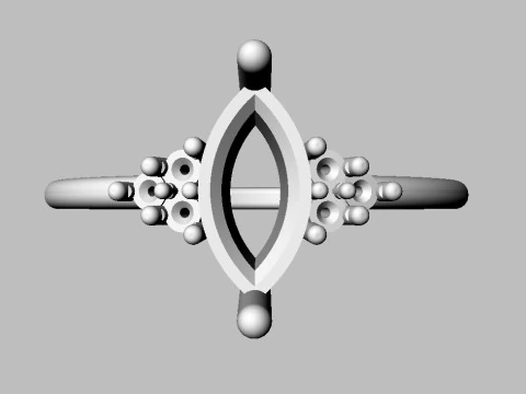 Marquise Gemstone Classic Ring 3D Print Model