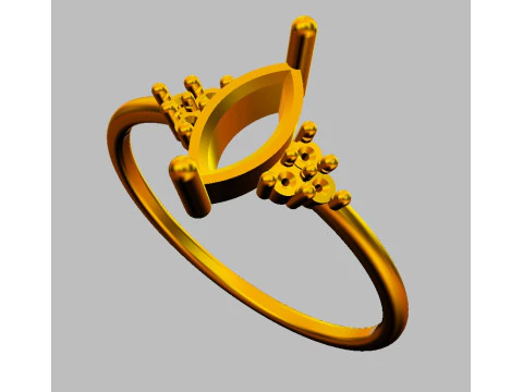 Marquise Gemstone Classic Ring 3D Print Model