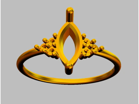 Marquise Gemstone Classic Ring 3D Print Model