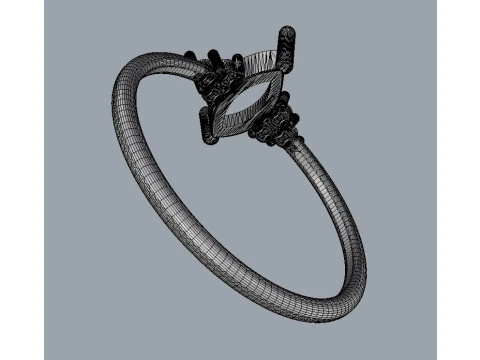 Marquise Gemstone Classic Ring 3D Print Model