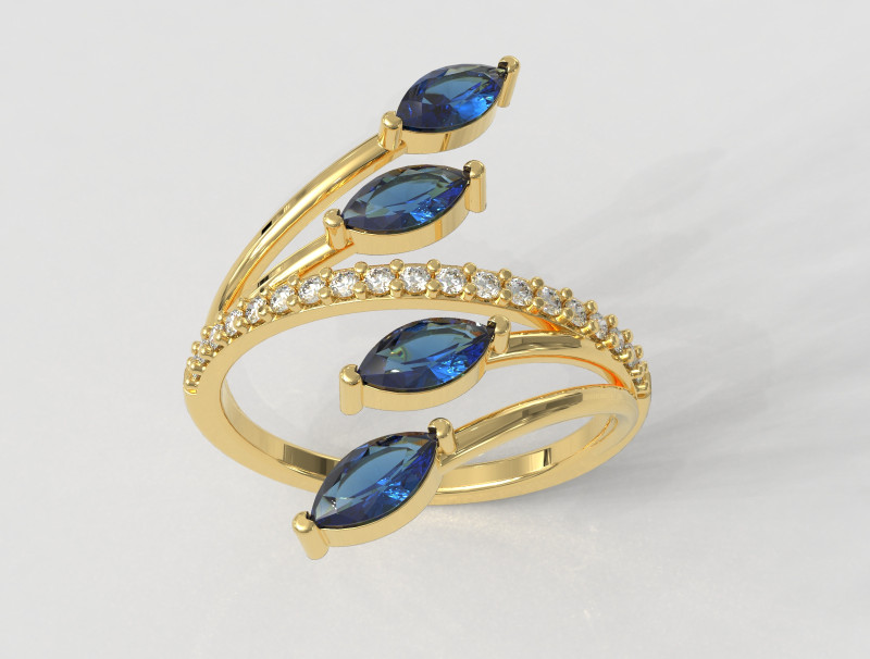 Marquise Gemstone Ring 3D प्रिंट मॉडल .c4d .max .obj .3ds .fbx .stl .blend