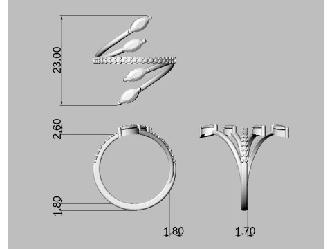 Marquise Gemstone Ring 3D Print Model