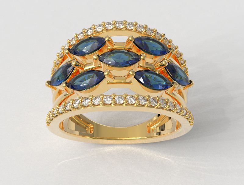 Marquise Gemstone Ring Modelo de Impressão 3D .c4d .max .obj .3ds .fbx .stl .blend