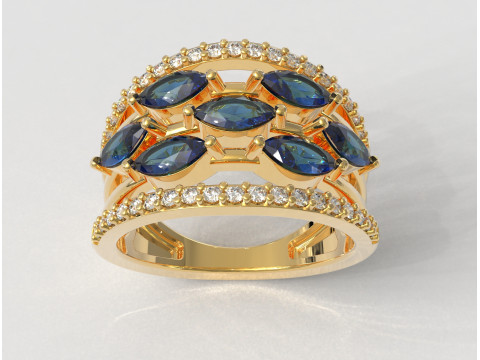 Marquise Gemstone Ring Model Cetak 3D