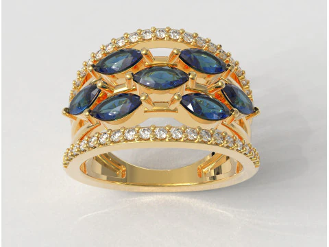 Кольцо &laquo;Маркиза&raquo; с драгоценным камнем 3D Принт Модель