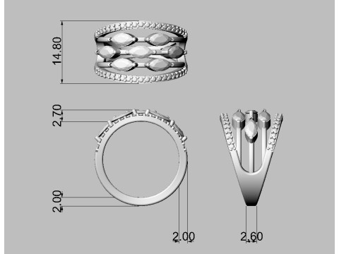 Marquise Gemstone Ring Modelo de Impressão 3D