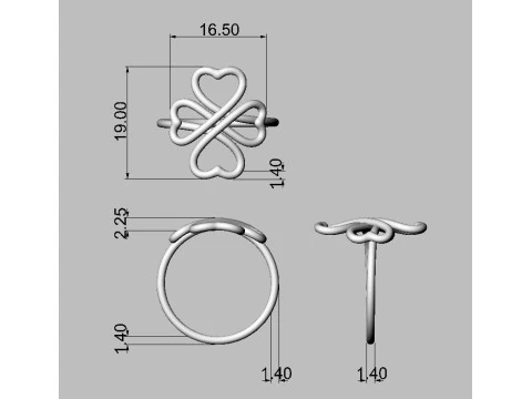 Clover Knot Ring 3D Print Model