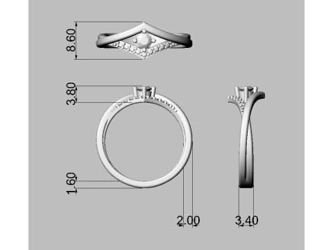 35mm Diamond Engagement Ring 3D Print Model