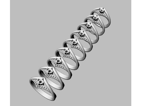 35mm Diamond Engagement Ring Modello di stampa 3D