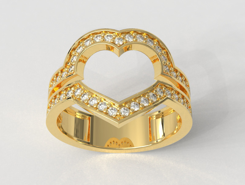 Heart Diamond Open Ring Model do druku 3D .c4d .max .obj .3ds .fbx .stl .blend 