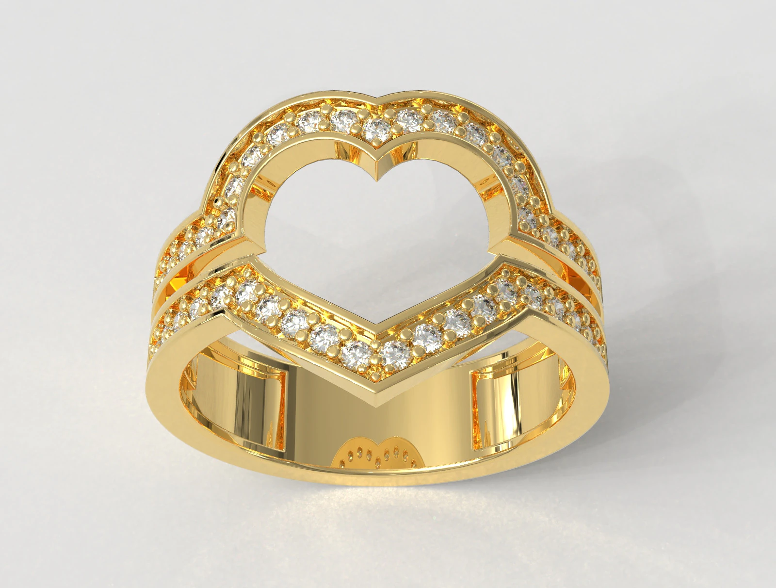 Heart Diamond Open Ring 3D Print Model .c4d .max .obj .3ds .fbx .stl .blend 