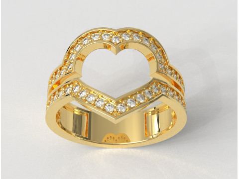 Heart Diamond Open Ring 3D Print Model