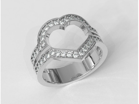 Heart Diamond Open Ring Model do druku 3D