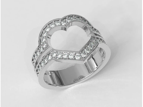 Heart Diamond Open Ring 3D Print Model