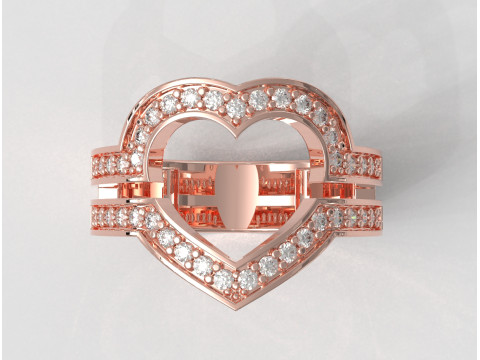 Heart Diamond Open Ring Model do druku 3D