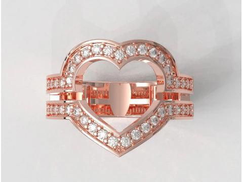 Heart Diamond Open Ring 3D Print Model
