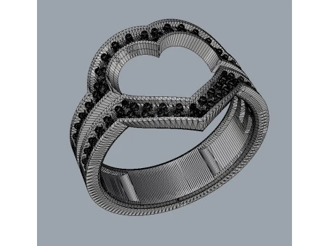 Heart Diamond Open Ring 3D Print Model
