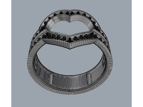 Heart Diamond Open Ring 3D Print Model