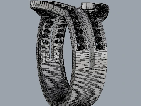 Heart Diamond Open Ring 3D Print Model