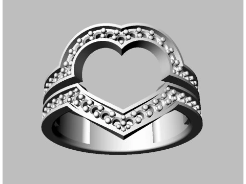 Heart Diamond Open Ring 3D Print Model