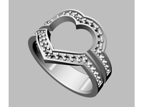 Heart Diamond Open Ring 3D Print Model