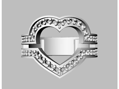 Heart Diamond Open Ring 3D Print Model