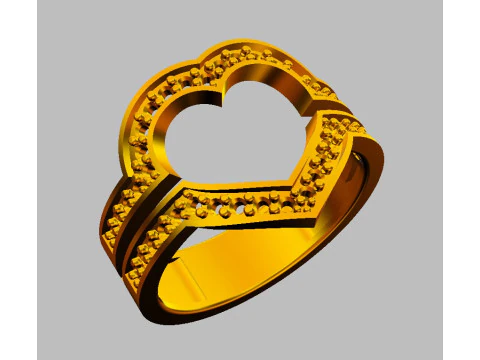 Heart Diamond Open Ring 3D Print Model