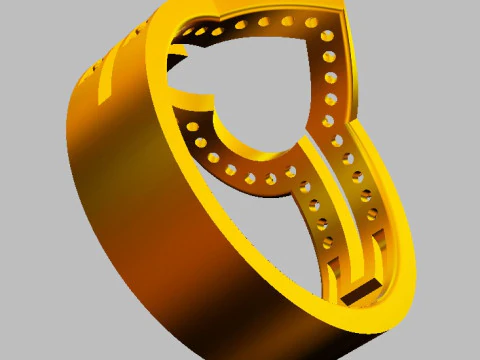 Heart Diamond Open Ring 3D Print Model
