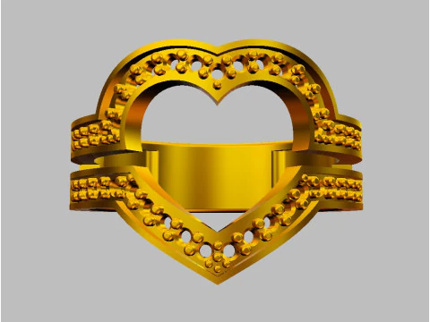 Heart Diamond Open Ring 3D Print Model
