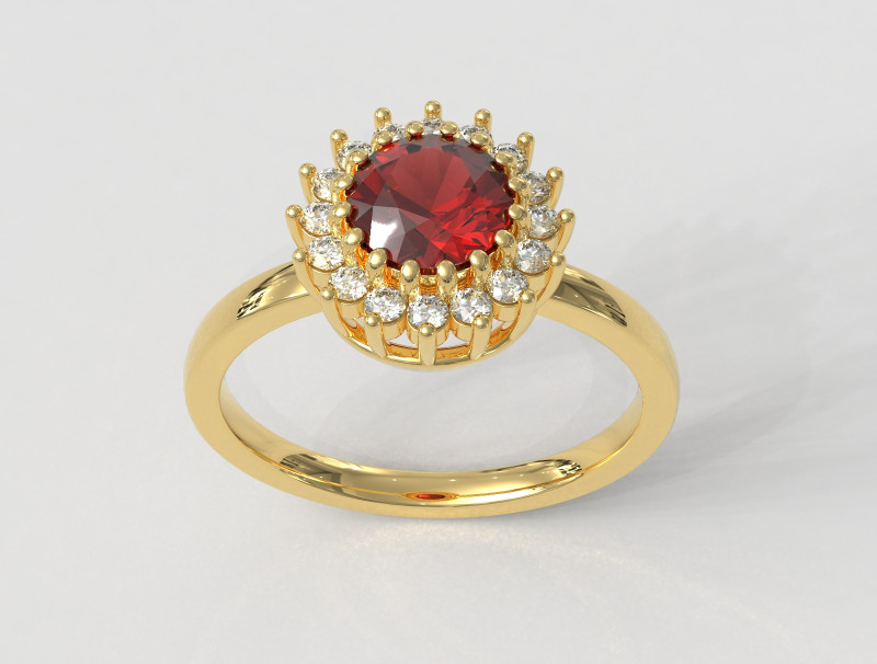 6mm Round Gemstone Classic Ring 3D 打印模型 .c4d .max .obj .3ds .fbx .stl .blend 