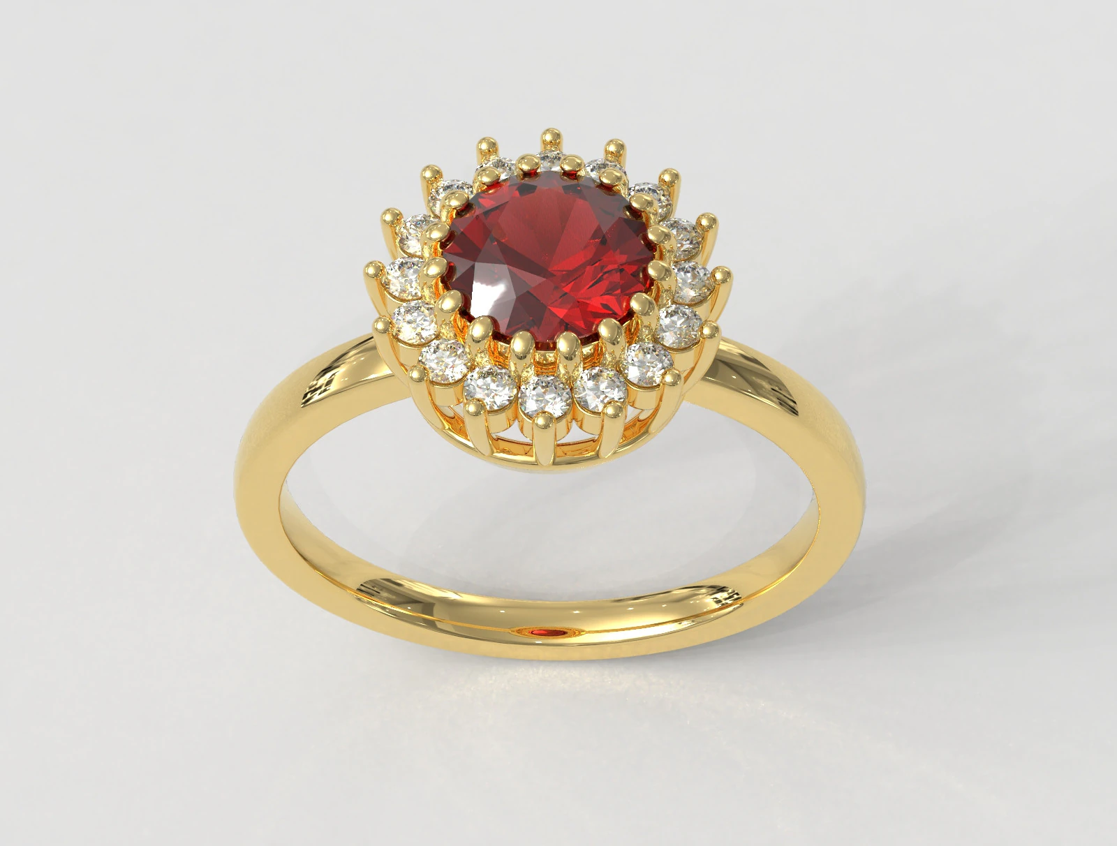 6mm Round Gemstone Classic Ring 3D Print Model .c4d .max .obj .3ds .fbx .stl .blend 