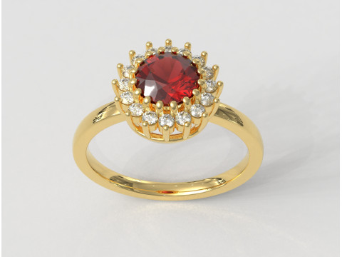 6mm Round Gemstone Classic Ring 3D Print Model