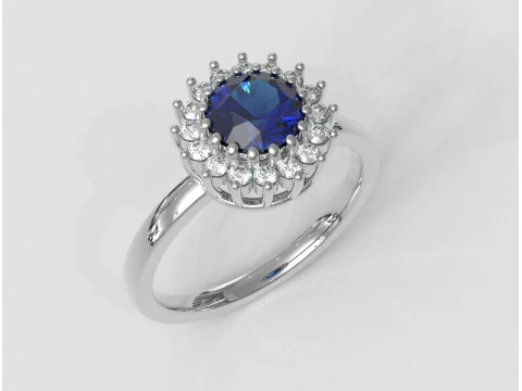 6mm Round Gemstone Classic Ring 3D Print Model