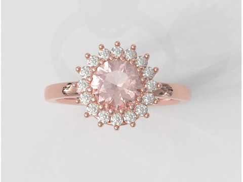 6mm Round Gemstone Classic Ring 3D 打印模型