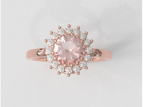 6mm Round Gemstone Classic Ring 3D Print Model