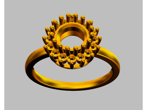 6mm Round Gemstone Classic Ring 3D 打印模型