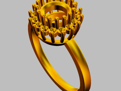 6mm Round Gemstone Classic Ring 3D 打印模型