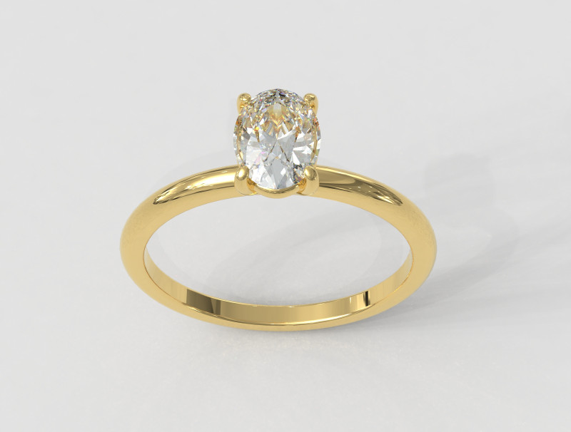Oval Solitaire Ring Modello di stampa 3D .c4d .max .obj .3ds .fbx .stl .blend 