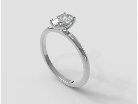 Oval Solitaire Ring 3D Print Model