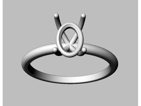 Oval Solitaire Ring 3D Print Model
