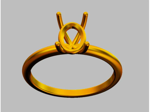 Oval Solitaire Ring 3D Print Model