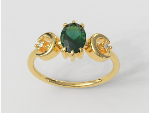 Moon Gemstone Ring Modèles 3D en vedette