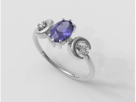 ムーンジェムストーンリング 3Dプリントモデル