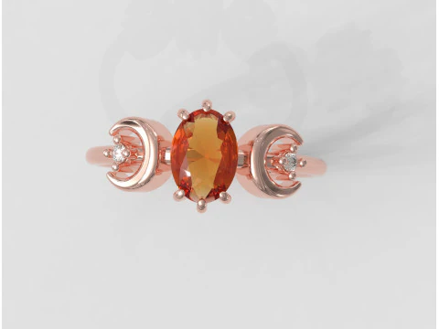 ムーンジェムストーンリング 3Dプリントモデル