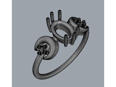 Moon Gemstone Ring 3D 打印模型