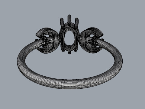 Moon Gemstone Ring 3D 打印模型