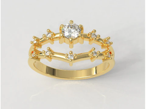 Обручальное кольцо с бриллиантом 3D Принт Модель