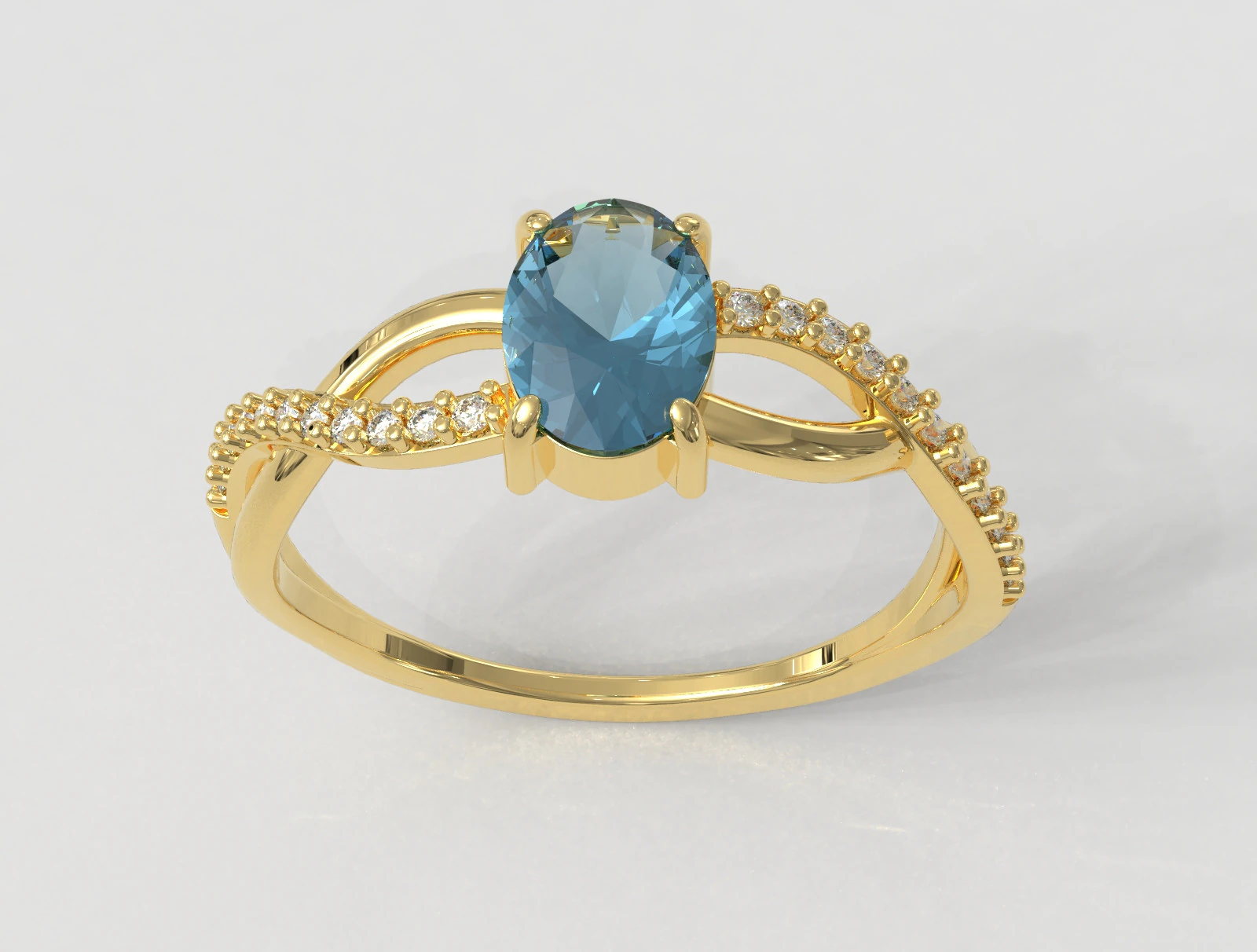 Oval Gemstone Ring 3D Print Model .c4d .max .obj .3ds .fbx .stl .blend