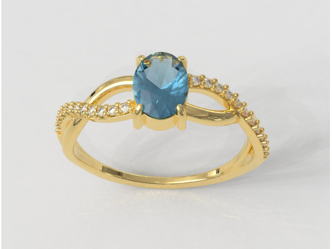 Oval Gemstone Ring Modèles 3D en vedette